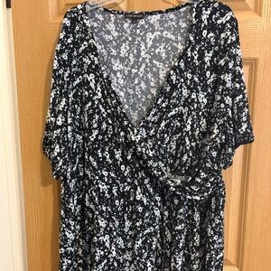 Lane Bryant Black and White Floral Top